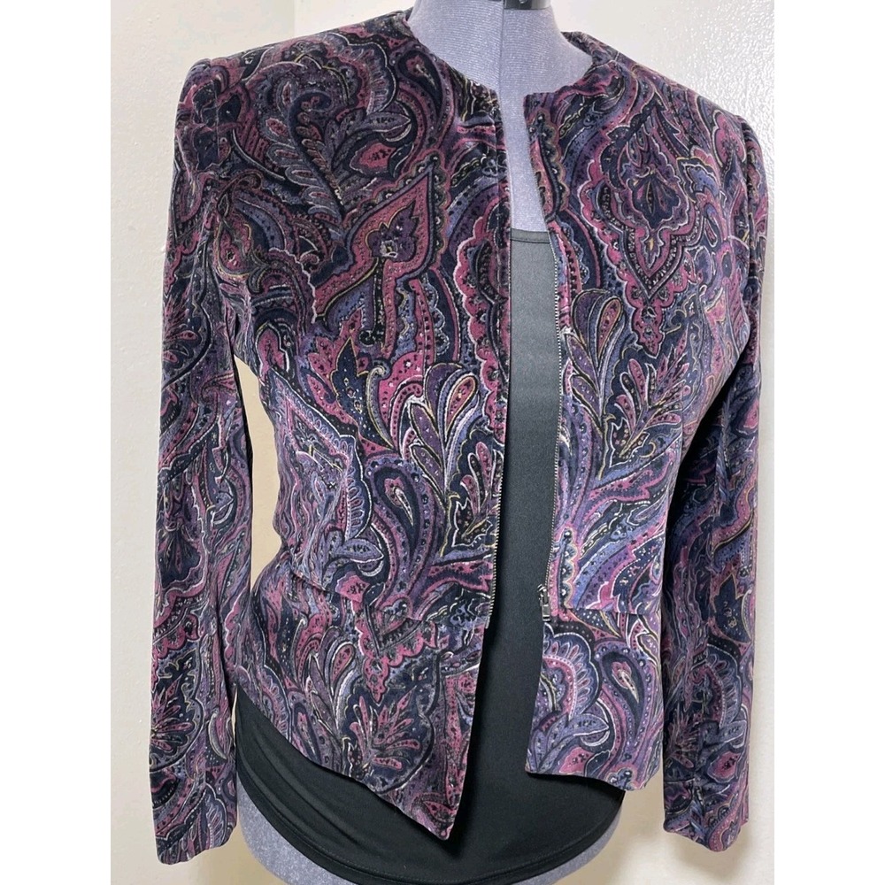 VTG Size 12P Jones New York Paisley Jacket Cotton Brocade Tapestry Whimsigoth